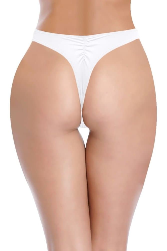 SHEKINI Ruched Back Thong Bikini Bottom