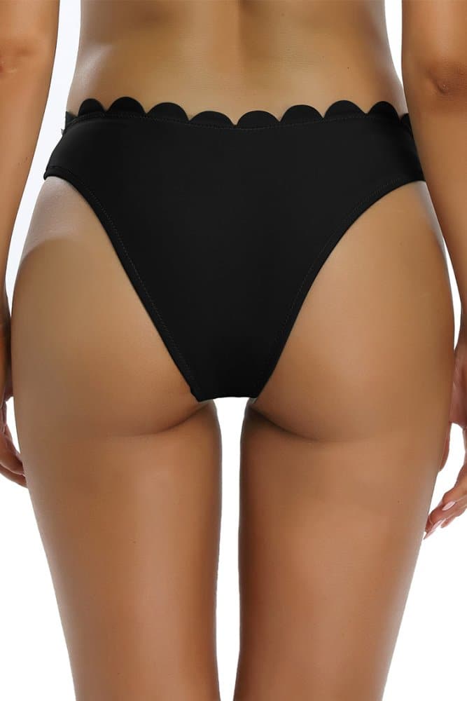 SHEKINI Scalloped Edge Mid Waist Sexy Bikini Bottom