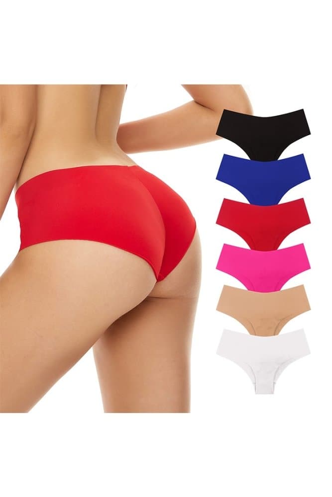 SHEKINI Seamless Invisible Brief Mid-waist Solid Color Panties 6 Pack