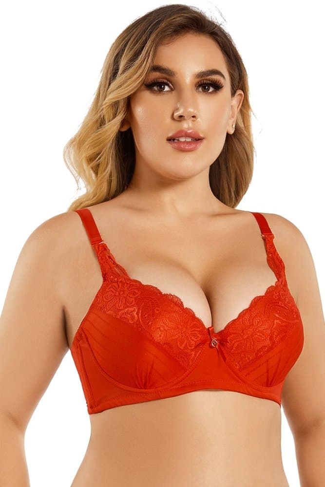 SHEKINI Stitching Lace Wrinkle Lingerie Top Plus Size Two Pieces文胸