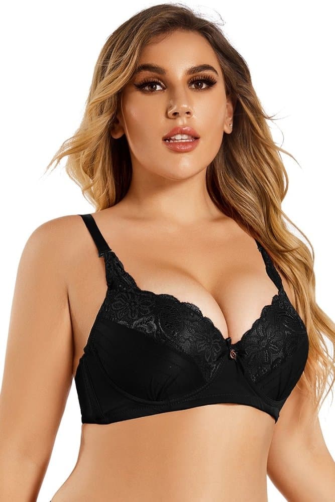 SHEKINI Stitching Lace Wrinkle Lingerie Top Plus Size Two Pieces??D?