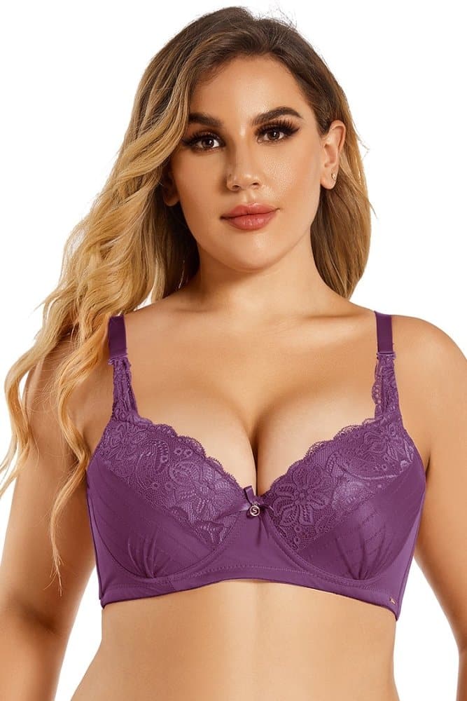 SHEKINI Stitching Lace Wrinkle Lingerie Top Plus Size Two Pieces??D?